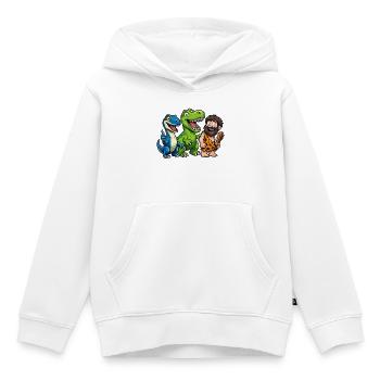 Amis dinosaures Homme des Cavernes Âge de pierre amusant - Sweat Premium à capuche enfant bio - blanc - Devant - AI Model Kid Female (0cm)