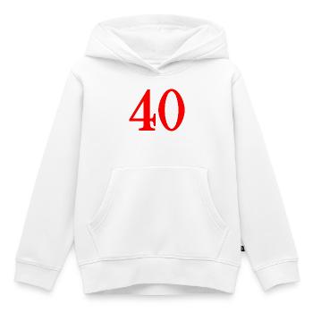 40. 40 ANS. 40e ANNIVERSAIRE. ANNIVERSAIRE 40 ANS. - Sweat Premium à capuche enfant bio - blanc - Devant - AI Model Kid Female (0cm)