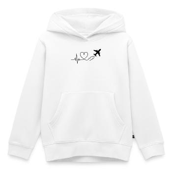 Airplane Heartbeat Travel - Kids Premium Organic Hoodie - white - Front - AI Model Kid Female (0cm)