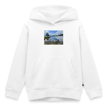 Panorama miroir du lac alpin - Sweat Premium à capuche enfant bio - blanc - Devant - AI Model Kid Female (0cm)