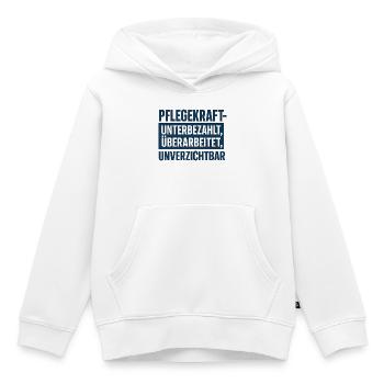 Pflegekraft Unterbezahlt Überarbeitet - Kinder Premium Organic Hoodie - Weiß - Vorne - AI Model Kid Female (0cm)