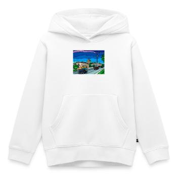 Scène rétro de rue urbaine - Sweat Premium à capuche enfant bio - blanc - Devant - AI Model Kid Female (0cm)