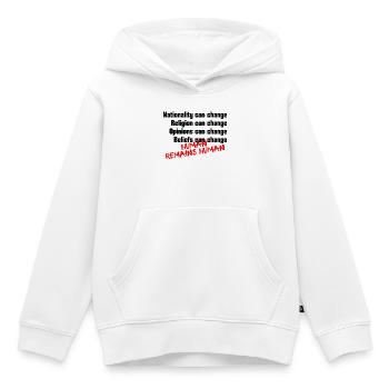 L’homme reste un être humain pour l’humanité Tolérance - Sweat Premium à capuche enfant bio - blanc - Devant - AI Model Kid Female (0cm)