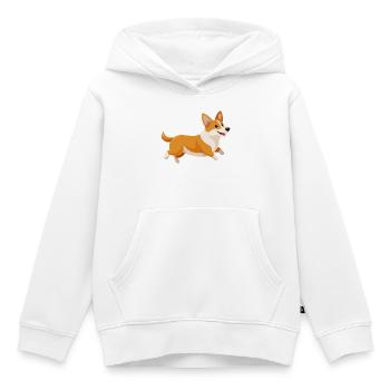 Corgi-Lauf - Kinder Premium Organic Hoodie - Weiß - Vorne - AI Model Kid Female (0cm)