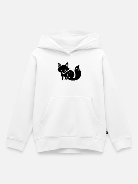 Fuchs Silhouette – Waldtier Minimal Motiv - Kinder Premium Organic Hoodie - Weiß