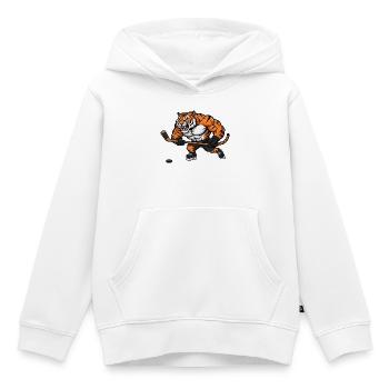 Tiger stark entschlossen Eishockey Spieler Comic - Kinder Premium Organic Hoodie - Weiß - Vorne - AI Model Kid Female (0cm)