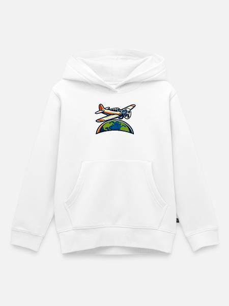 Weltflugzeug Symbolik - Kinder Premium Organic Hoodie - Weiß