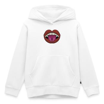 Lippen mit Gradient-Zunge und Vampirzähnen - Kinder Premium Organic Hoodie - Weiß - Vorne - AI Model Kid Female (0cm)