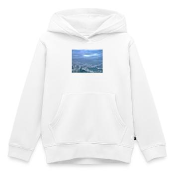 Nebel über Berglandschaft Morgenlicht - Kinder Premium Organic Hoodie - Weiß - Vorne - AI Model Kid Female (0cm)