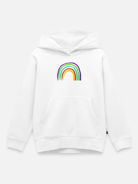Regenbogen Pinselstrich Bogen - Kinder Premium Organic Hoodie - Weiß