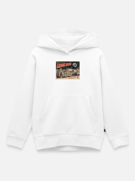 Grüße von der Mondbasis Retro-Postkarte - Kinder Premium Organic Hoodie - Weiß