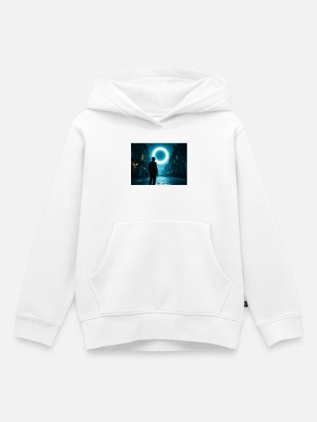 Ringlicht in der Nachtstraße - Kinder Premium Organic Hoodie - Weiß
