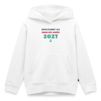 Mama des Jahres 2027 Auszeichnung Muttertag - Kinder Premium Organic Hoodie - Weiß - Vorne - AI Model Kid Female (0cm)