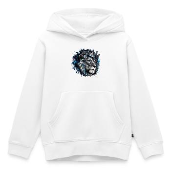 Blauer Löwenkönig Kronenporträt - Kinder Premium Organic Hoodie - Weiß - Vorne - AI Model Kid Female (0cm)