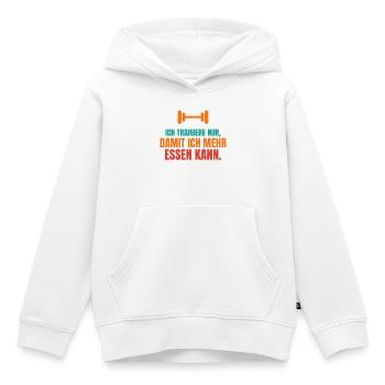 Ich trainiere nur, damit ich mehr essen kann - Kinder Premium Organic Hoodie - Weiß - Vorne - AI Model Kid Female (0cm)