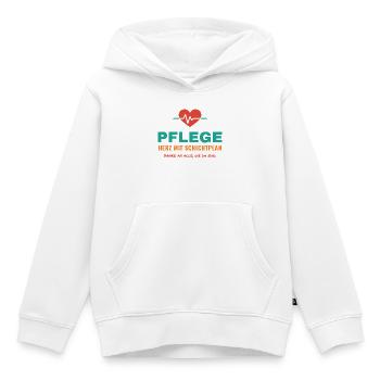 Pflege – Herz mit Schichtplan - Kinder Premium Organic Hoodie - Weiß - Vorne - AI Model Kid Female (0cm)