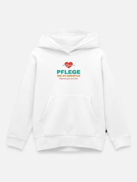 Pflege – Herz mit Schichtplan - Kinder Premium Organic Hoodie - Weiß