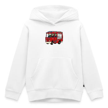 Camion de pompiers - Sweat Premium à capuche enfant bio - blanc - Devant - AI Model Kid Female (0cm)