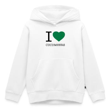 J’ADORE LES CONCOMBRES CONCOMBRE CONCOMBRE CONCOMBRE - Sweat Premium à capuche enfant bio - blanc - Devant - AI Model Kid Female (0cm)