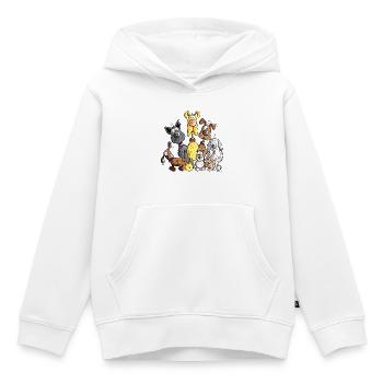 Beaucoup de Chiens - Sweat Premium à capuche enfant bio - blanc - Devant - AI Model Kid Female (0cm)
