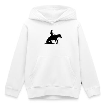 Equitation Western Equestre - Reining - Sweat Premium à capuche enfant bio - blanc - Devant - AI Model Kid Female (0cm)