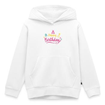 Happy Birthday Bunte Schrift - Kinder Premium Organic Hoodie - Weiß - Vorne - AI Model Kid Female (0cm)