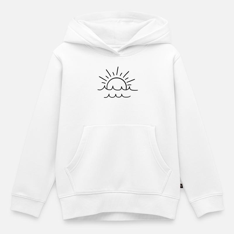 Soleil et vagues - Sweat Premium à capuche enfant bio - blanc