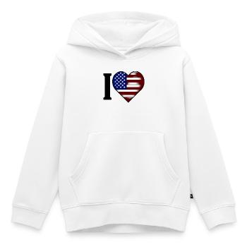 I ♥️ États-Unis | J’adore les États-Unis - Sweat Premium à capuche enfant bio - blanc - Devant - AI Model Kid Female (0cm)