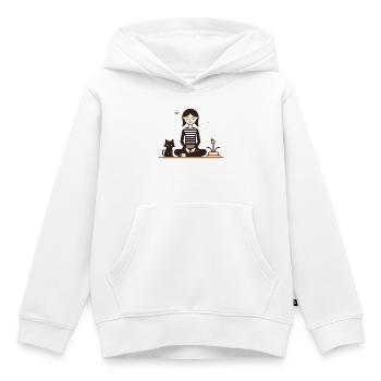 Entspannung mit Katze - Kinder Premium Organic Hoodie - Weiß - Vorne - AI Model Kid Female (0cm)