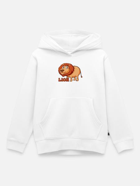 Lebhafter Löwe Cartoon T-Shirt - Kinder Premium Organic Hoodie - Weiß