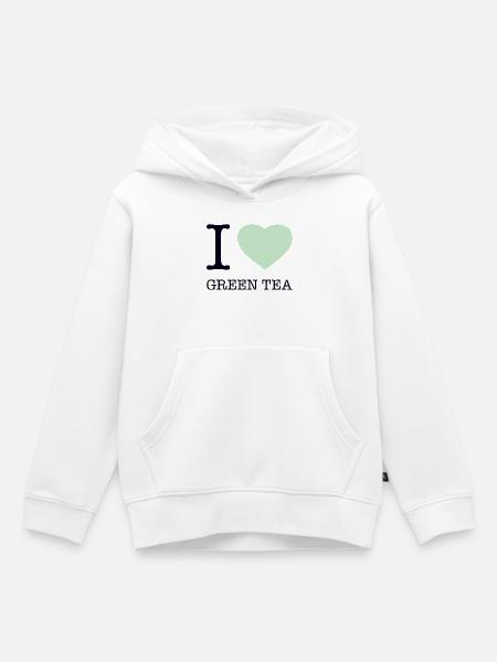 I LOVE GREEN TEA - Kinder Premium Organic Hoodie - Weiß