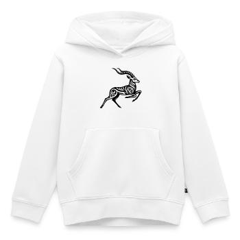 Impala tribal - Sweat Premium à capuche enfant bio - blanc - Devant - AI Model Kid Female (0cm)