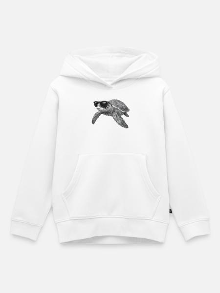 Cooler Meeresschildkröte mit Sonnenbrille - Kinder Premium Organic Hoodie - Weiß
