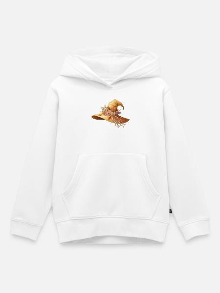 Herbstlicher Blumen-Hut - Kinder Premium Organic Hoodie - Weiß