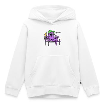 Drôle de pieuvre avec smartphone - Sweat Premium à capuche enfant bio - blanc - Devant - AI Model Kid Female (0cm)