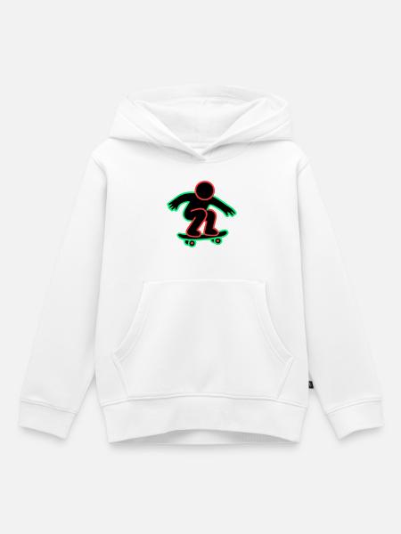 Neon Skateboarder Linienkunst - Kinder Premium Organic Hoodie - Weiß