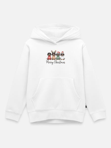 Vier Dackel, Dachshunde in Weihnachtspullover - Kinder Premium Organic Hoodie - Weiß