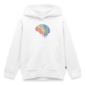 Regenbogenhirn Farbverlauf Druckdesign - Kinder Premium Organic Hoodie - Weiß - Vorne - AI Model Kid Female (0cm)