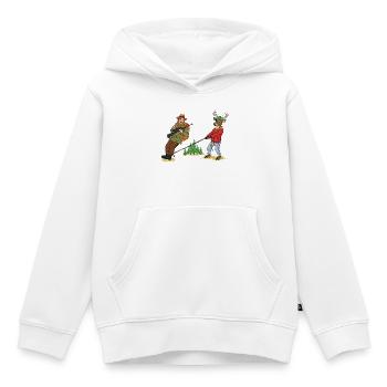 Forest Tug Duo: Hunter & Deer - Kids Premium Organic Hoodie - white - Front - AI Model Kid Female (0cm)