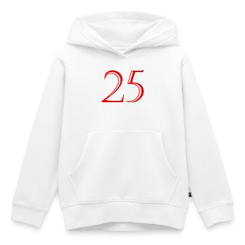 25. 25 YEARS. 25th ANNIVERSARY. 25 YEARS ANNIVERSARY. - Kids Premium Organic Hoodie - white - Front - AI Model Kid Female (0cm)