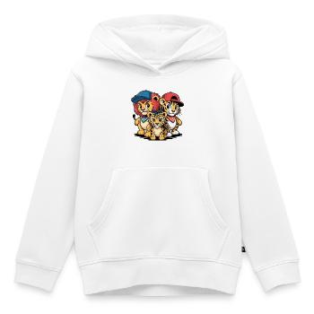 Löwe Tiger Leopard Freunde – Lustiges Tiermotiv - Kinder Premium Organic Hoodie - Weiß - Vorne - AI Model Kid Female (0cm)
