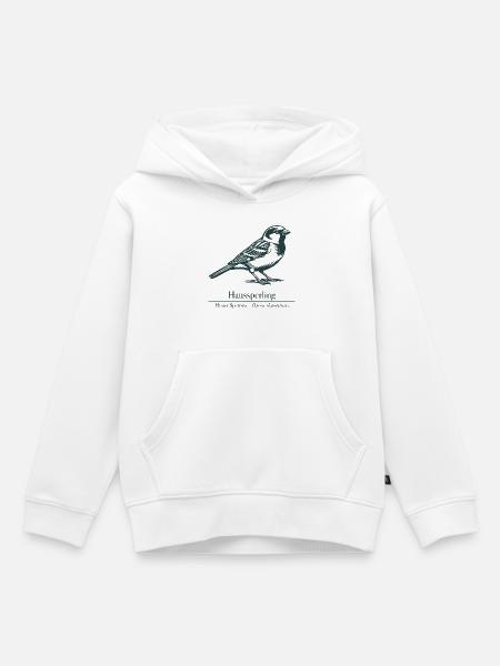 Sperling Silhouette | Ornithologie | Zeichnung - Kinder Premium Organic Hoodie - Weiß