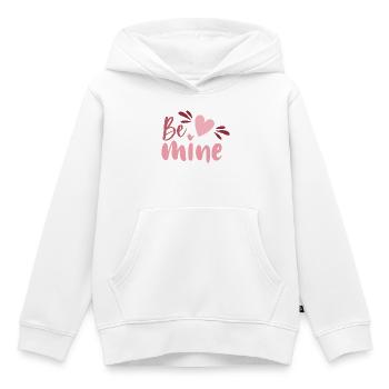 Be Mine Heart Script - Kids Premium Organic Hoodie - white - Front - AI Model Kid Female (0cm)