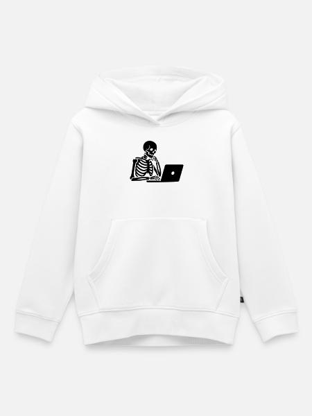 Skelett am Laptop Computer - Kinder Premium Organic Hoodie - Weiß