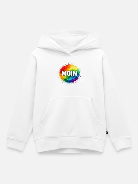 Moin im Regenbogenwasserfall - Kinder Premium Organic Hoodie - Weiß