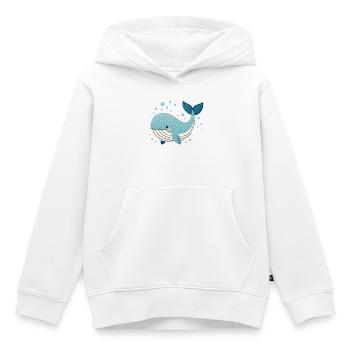 Blue Whale with Bubbles - Kids Premium Organic Hoodie - white - Front - AI Model Kid Female (0cm)