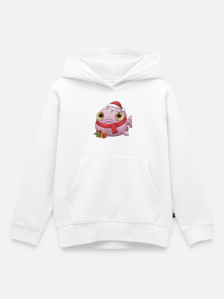 Lustiger Blobfisch - Weihnachtszeit mit... - Kinder Premium Organic Hoodie - Weiß