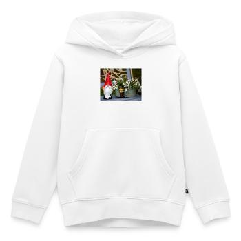 Nain de jardin dans un pot de fleurs - Sweat Premium à capuche enfant bio - blanc - Devant - AI Model Kid Female (0cm)