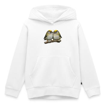 Duo of Firecrests on Branch - Kids Premium Organic Hoodie - white - Front - AI Model Kid Female (0cm)