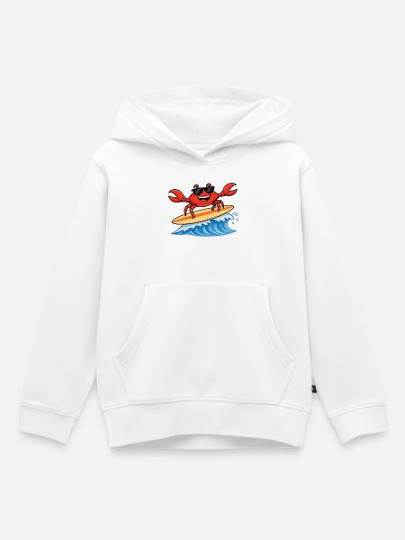Krebs beim Surfen - Kinder Premium Organic Hoodie - Weiß